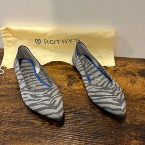 Rothy’s The Point Grey Zebra slip-on flats size 8.5 women